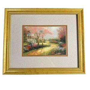 Thomas Kinkade Beyond Spring Gate Framed Accent Print COA Gold Frame 9x11 Trees